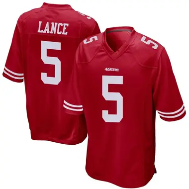 Men's Nike San Francisco 49ers Trey Lance Team Color Jersey - Red Game
