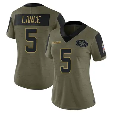 Women's Nike San Francisco 49ers Trey Lance 2021 Salute To Service Jersey - Olive Limited
